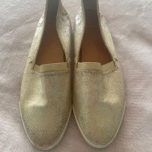 Frye gold slip on shoes